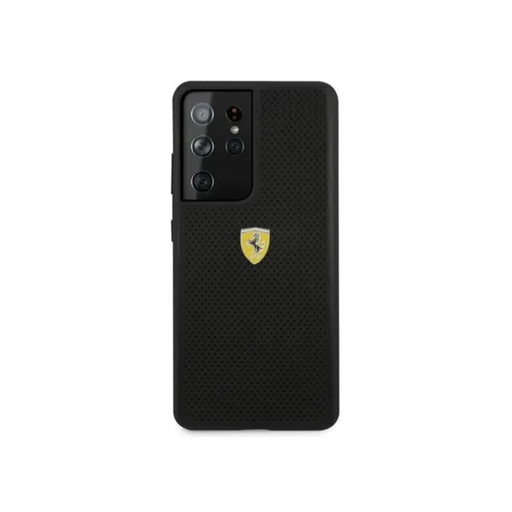 Ferrari Phone Case Metal Logo Perforated (Samsung S21 Ultra, black)